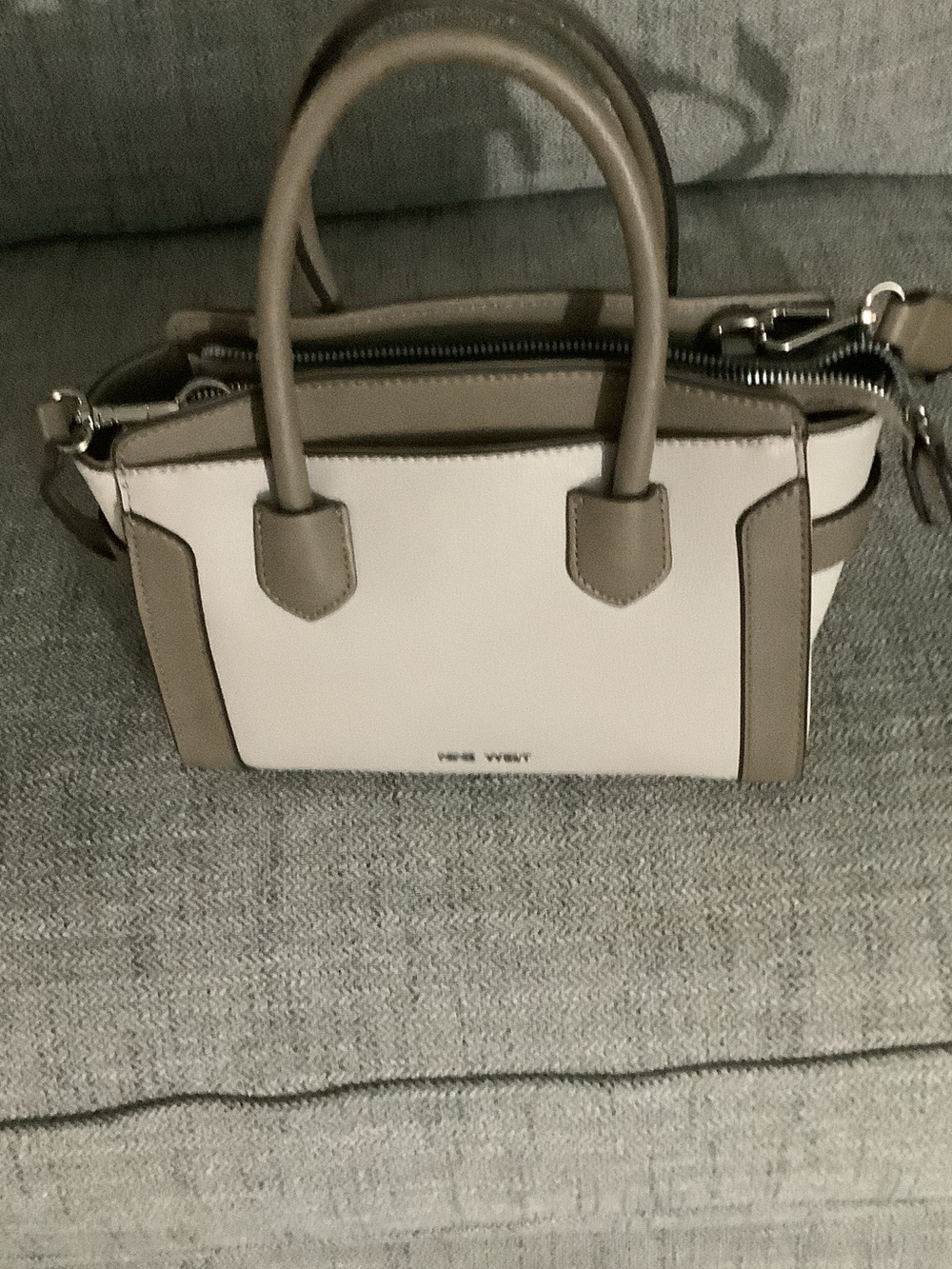 Nine West Two-Tone Satchel in Cream and Taupe